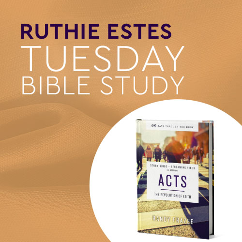 Join us for Tuesday Bible Study with Ruthie Estes. We meet each Tuesday from 12PM - 1PM, in the Fellowship Hall of our Downtown Campus. All are welcome to join.